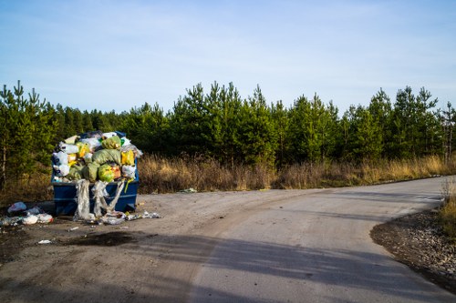 Demolition site with waste materials