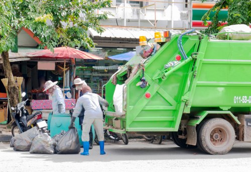 Professional waste removal team at a construction site