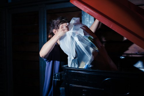 Professional team managing demolition waste removal